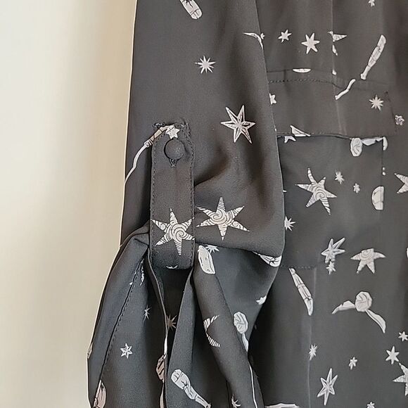 Torrid Harry Potter Star & Wand Black Georgette Harper Blouse Women’s Size 2X - Picture 3 of 16